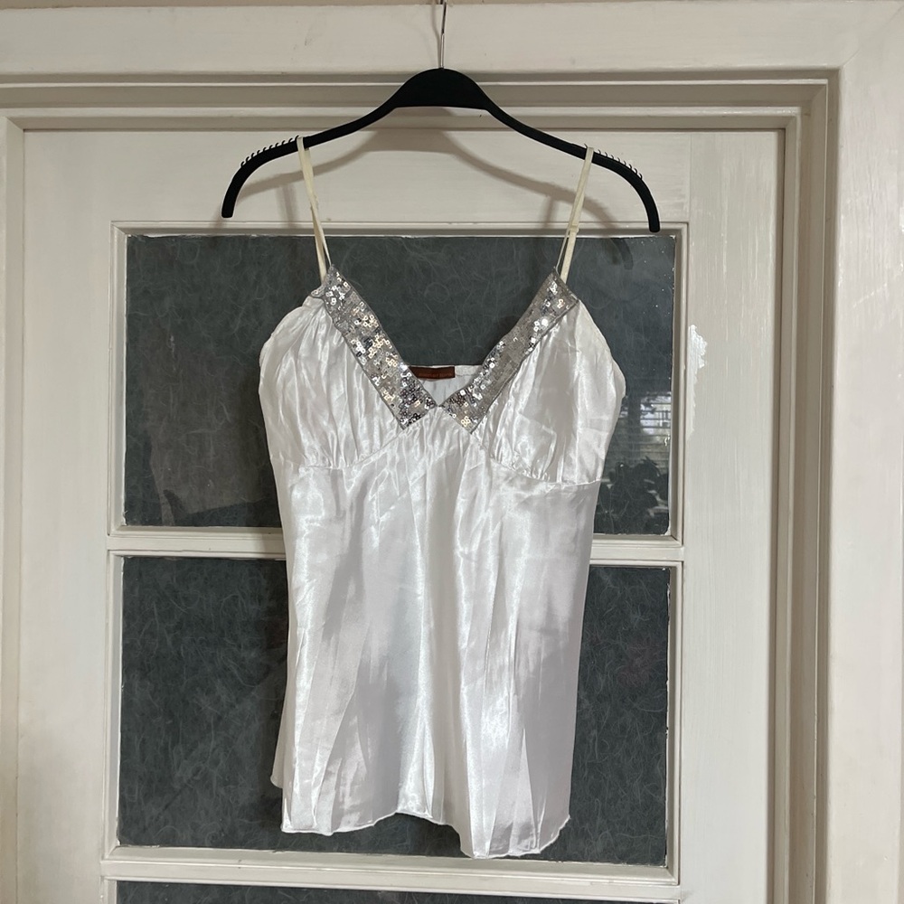Chic White Sequin Women's Camisole no size tag